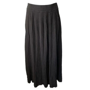Vintage Claude Z Skirt Womens L Black Knit Midi Lambswool Blend Pleated Pull On
